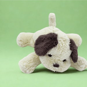 Oso de peluche para perros pequeño y resistente, en colores marrón y blanco, seguro y fácil de lavar.